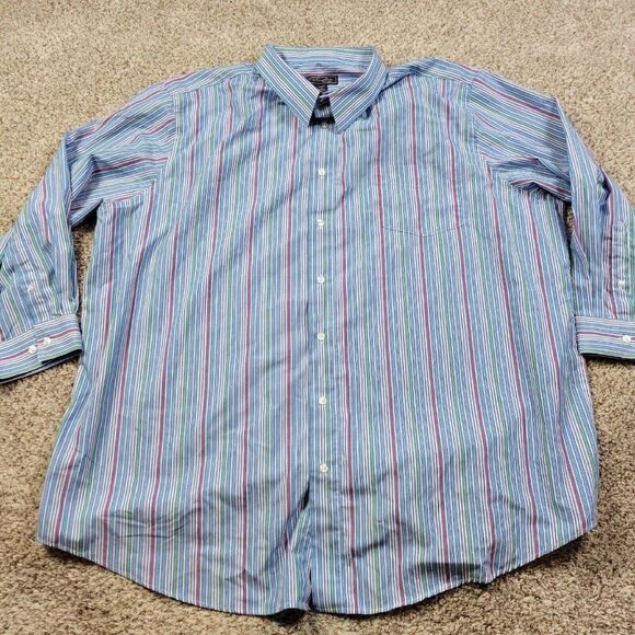 K&S Signature Shirt Mens 20 33/4 Big Multicolor Long Sleeve Button Up Striped - Picture 2 of 8